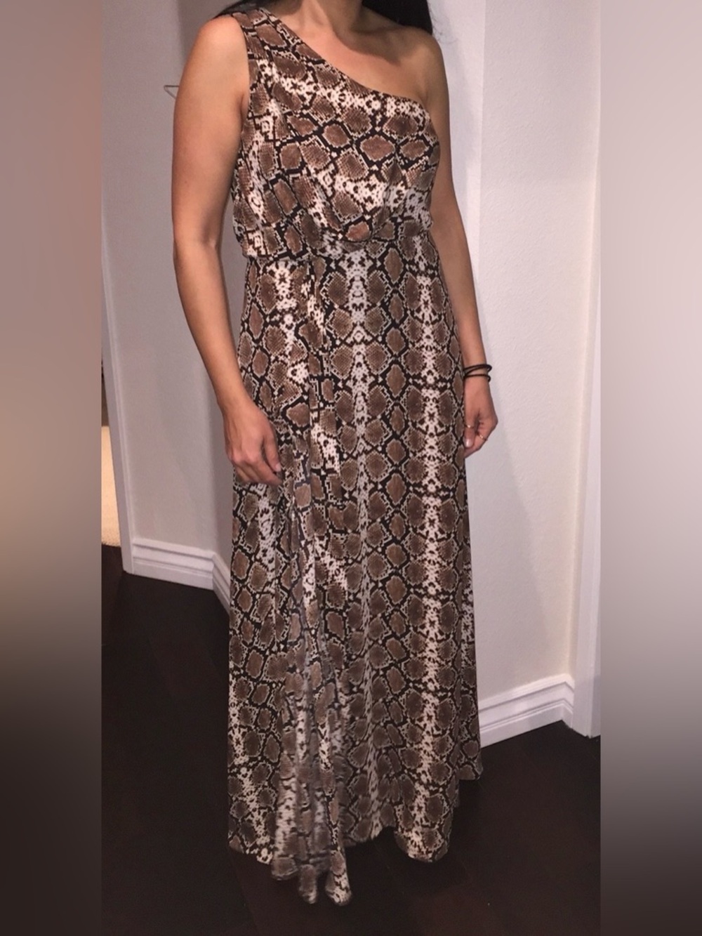 BCBGMaxAzria Brown Snake-Print Maxi Dress